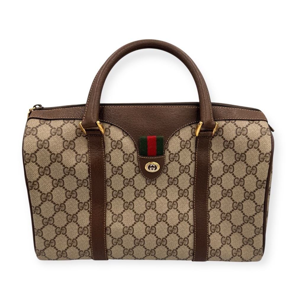 Vintage Gucci GG Supreme Boston Bag with Web Stripe - Picture 2 of 15